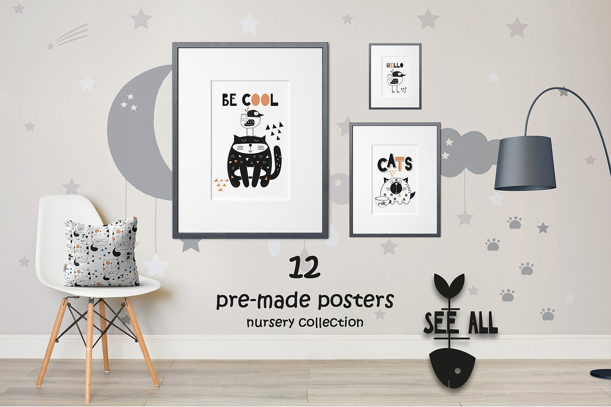Nursery Art Big fish. Cats set, an Animal Illustration by Nursery Art (Photo 3 of 8)