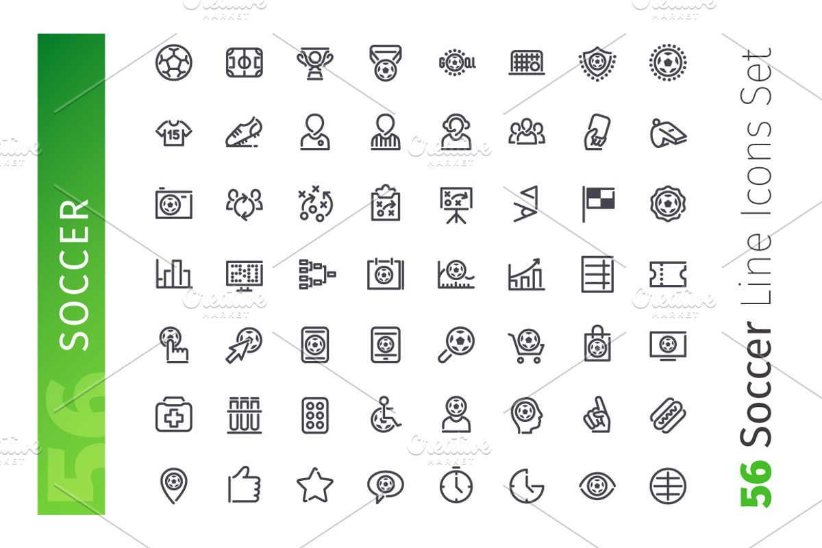 Soccer Line Icons Set, an Outline Icon by Voysla's Shop (Photo 2 of 4)