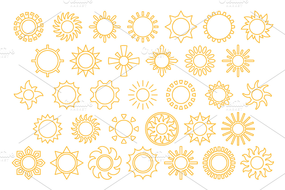 SUNS outline icons: 10 versions, an Outline Icon by beguima (Photo 7 of 11)