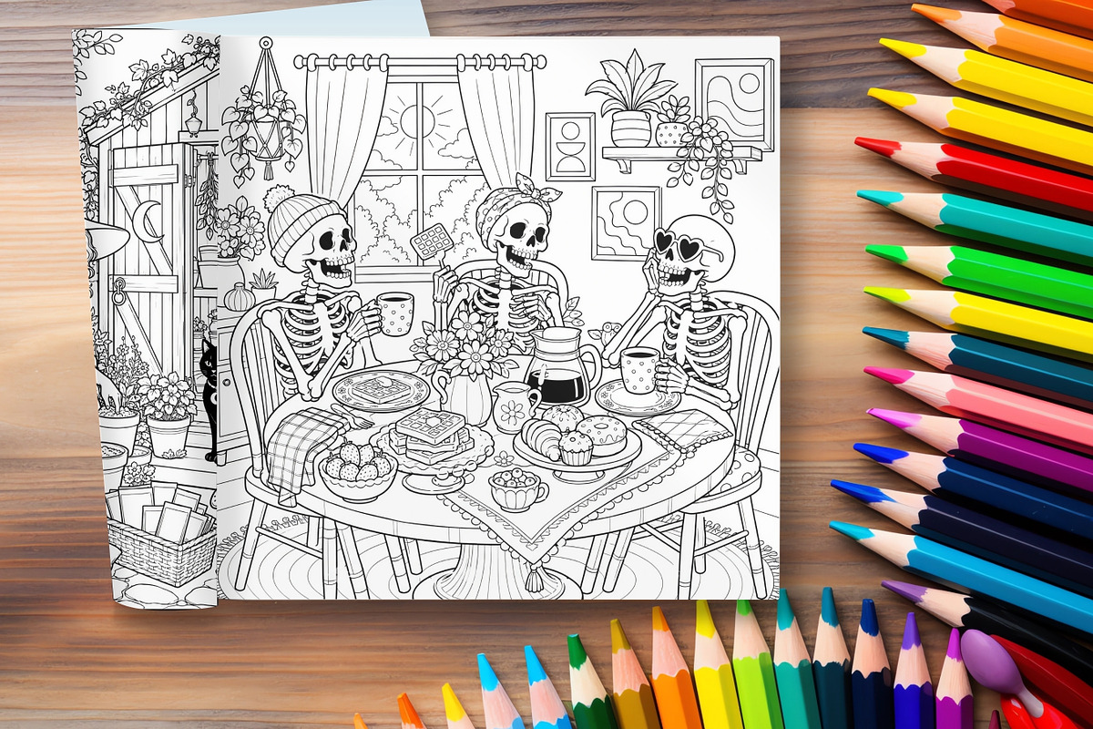 80 Cute Spooky Coloring Pages Bundle, a Brochure Template by LA Design (Photo 10 of 10)