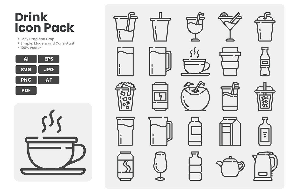 Drink Icon Pack, an Outline Icon by erifqizeicon (Photo 3 of 3)