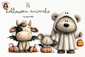 Cute Halloween Animals Clipart