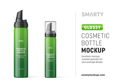 Glossy cosmetic bottle mockup