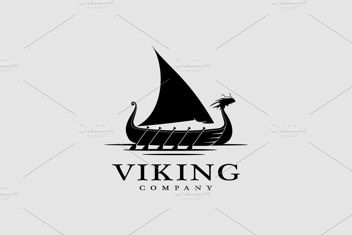Vintage Viking Ship Boat Logo, a Branding & Logo Template by Atlantis X Nurman Arbai