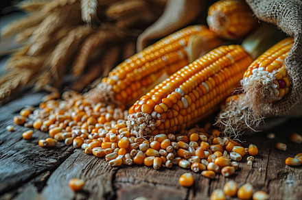 Close up of fresh corn groats and se, a Food & Drink Photo by Pixeness