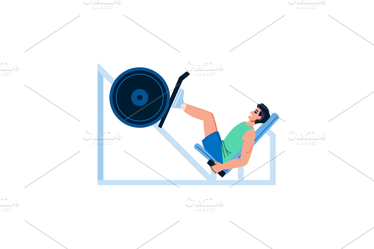 Man working out legs with leg press, a Sport Illustration by pikepicture