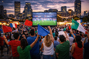 Football championship fans gathered, a Photo by Dvoevnore photos