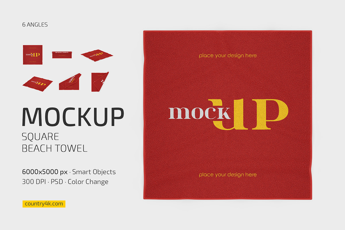 Square Beach Towel Mockup Set, a Product Mockup by Country4k (Photo 1 of 4)
