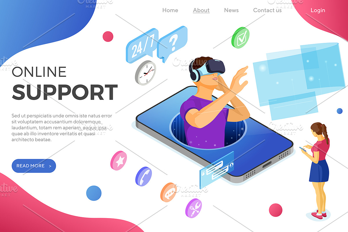 Isometric Online Customer Support, a Person Illustration by TAlex (Photo 4 of 6)