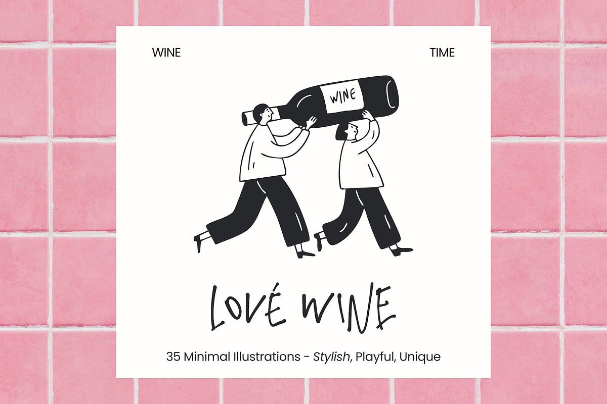 Lové Wine: Fun Drink People, a Food Illustration by Veyla (Photo 1 of 17)