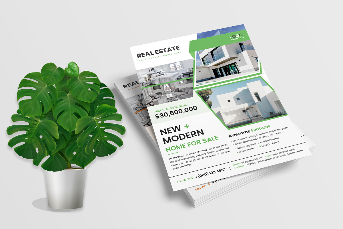 Real Estate Flyer Minimal Style, a Flyer Template by Vectorzone (Photo 2 of 3)