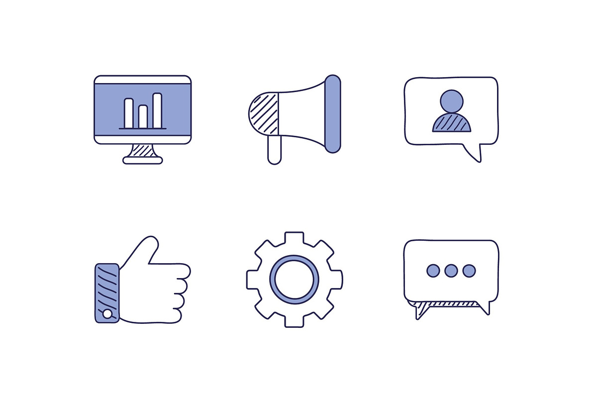 Marketing Doodle Icons Set, an Object Illustration by studiogstock (Photo 3 of 4)