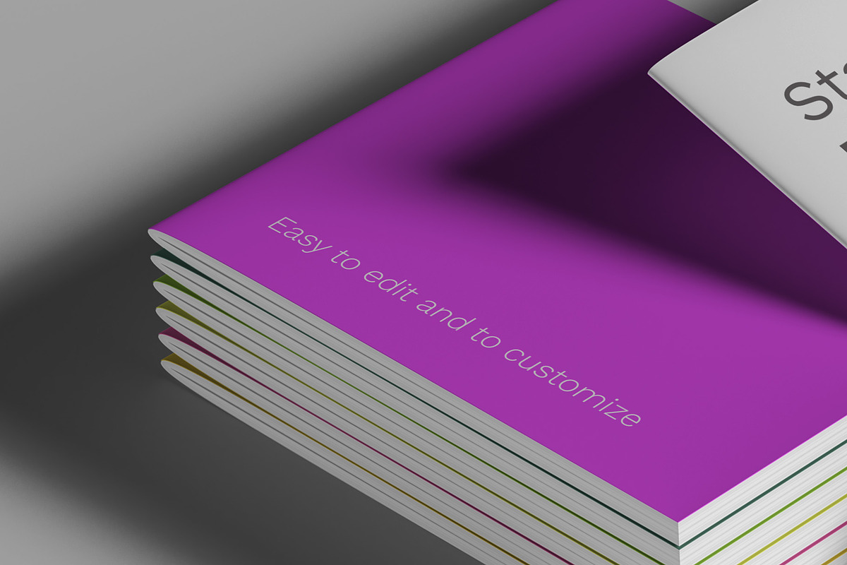 Stacked Brochure Mockup Kit 11 Views, a Books & Magazine Mockup by Illusiongraphic (Photo 21 of 28)