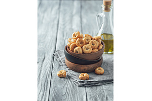 Taralli or tarallini, copy space, a Food & Drink Photo by Fascinadora