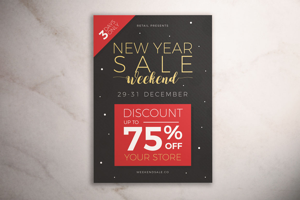 New Year Sale Weekend Flyer by Kmzvrlab  Creative Market