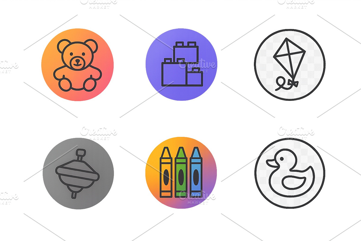 Colorful icons of children's toys, an Education Illustration by ZinetroN