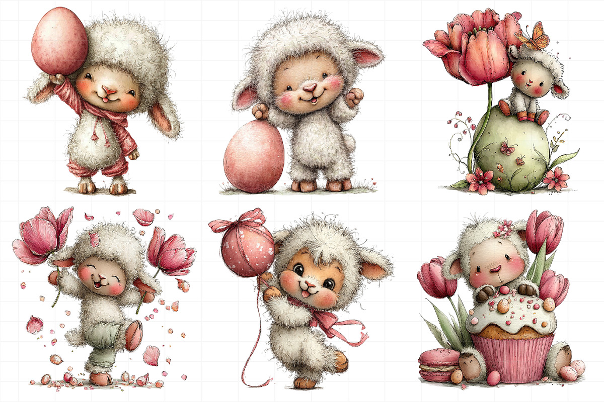 Whimsical Easter Lamb Clipart Png, an Illustration by Daily.Designs (Photo 8 of 8)