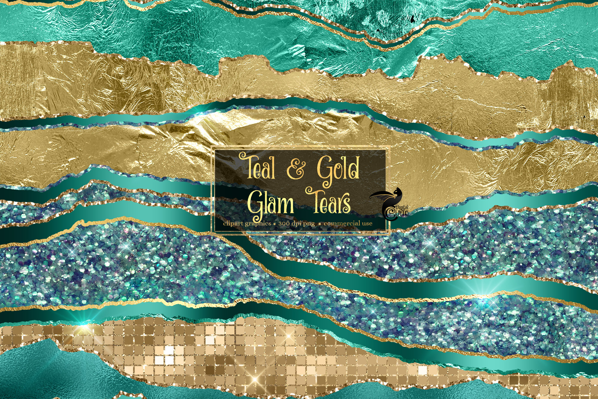 teal-and-gold-glam-tears-clipart-graphic-objects-creative-market