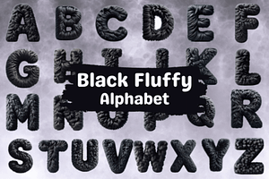 Black Fluffy Alphabet Sublimation, an Animal Illustration by Dizzy Art Studio