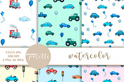 Watercolor blue cars patterns, a Pattern Graphic by PatternPalette (Thumbnail 7 of 11)