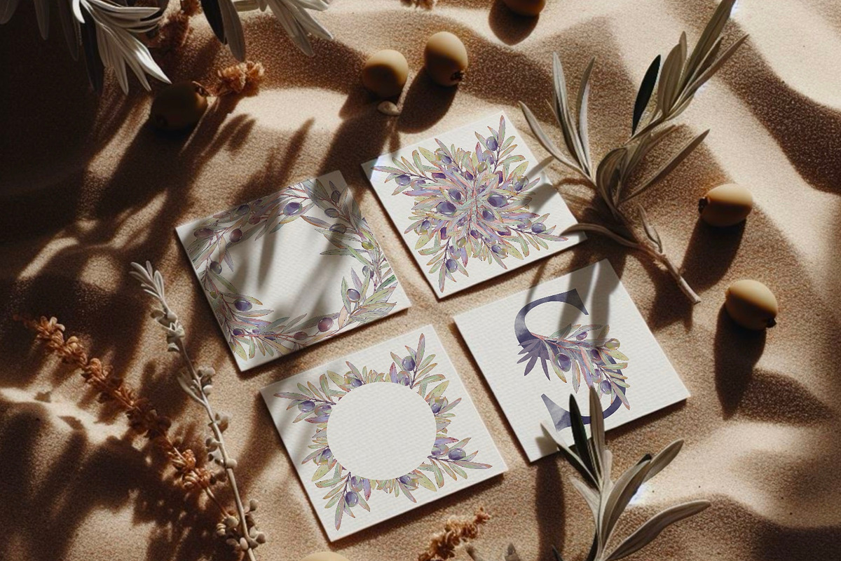 Olive Alphabet and compositions, a Decorative Illustration by Shabbypie (Photo 7 of 8)