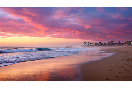 sand early morning beach california, a Nature Photo by pikepicture
