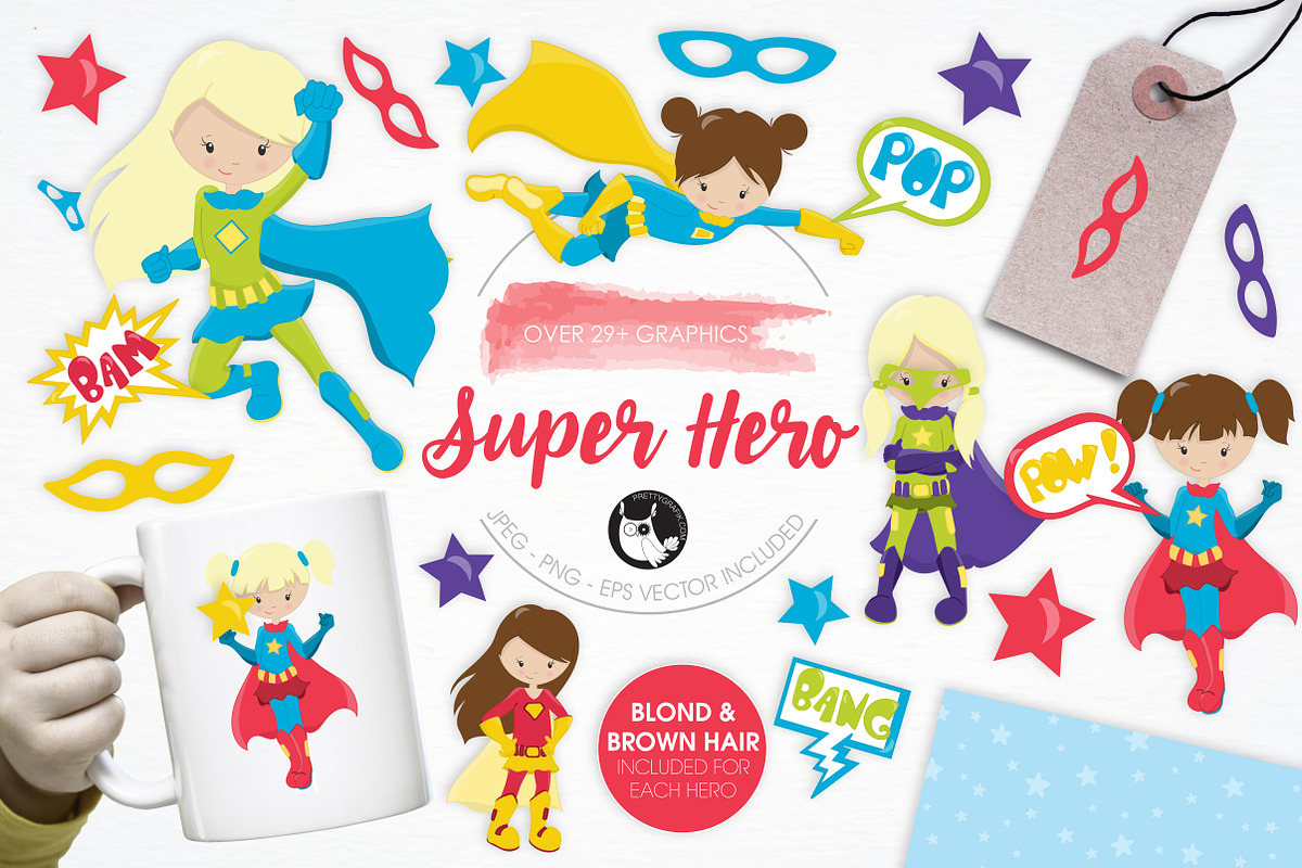 Super Hero illustration pack, an Illustration by PrettyBundles (Photo 1 of 5)