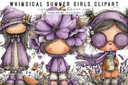 Whimsical summer girls clipart, an Illustration by SinaCreation (Thumbnail 1 of 8)