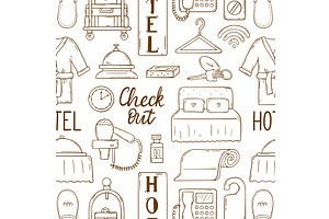 Hand drawn hotel pattern. Doodle, an Illustration by Valerie Bodnar