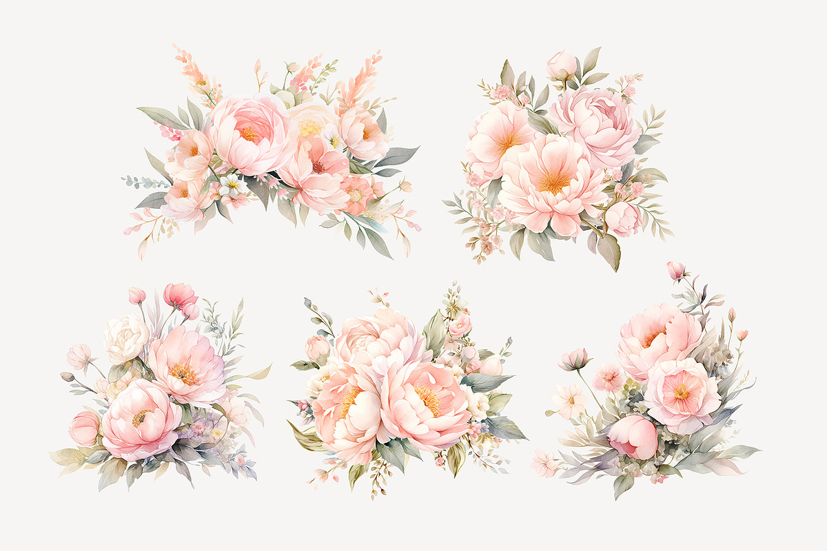 Dusty Rose Floral Clipart, a Decorative Illustration by Primrose Blume (Photo 4 of 4)