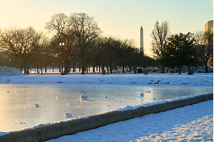 Capitol Reflecting Pool frozen in