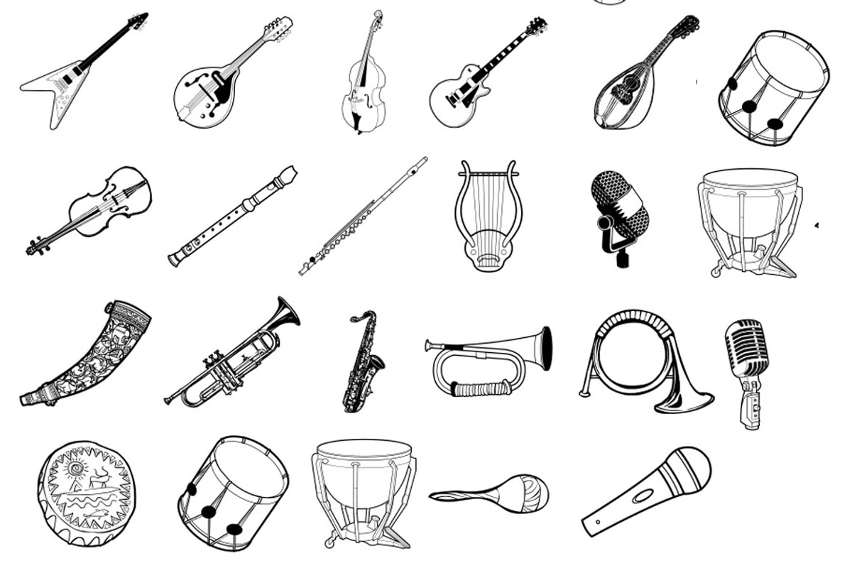 Hand Drawn Musical Instruments, an Illustration by HeroMachine Vector Art
