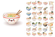 Kawaii Ramen Characters. Clipart, a Food Illustration by OtpirusGraphic (Thumbnail 2 of 4)