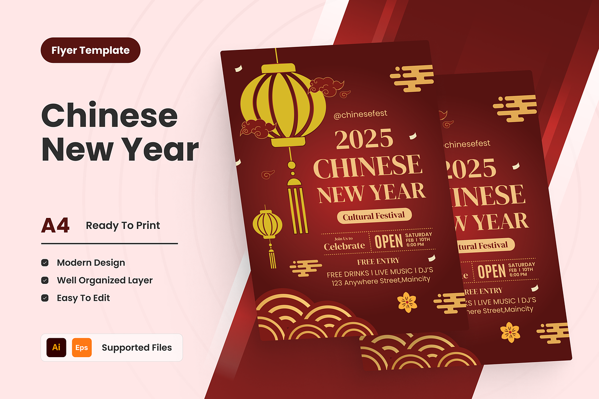 Chinese New Year Flyer, a Flyer Template by SquidPixey (Photo 1 of 6)