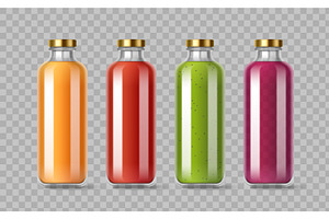 Glass bottle set with colorful juice, a Food Illustration by art PVP - market