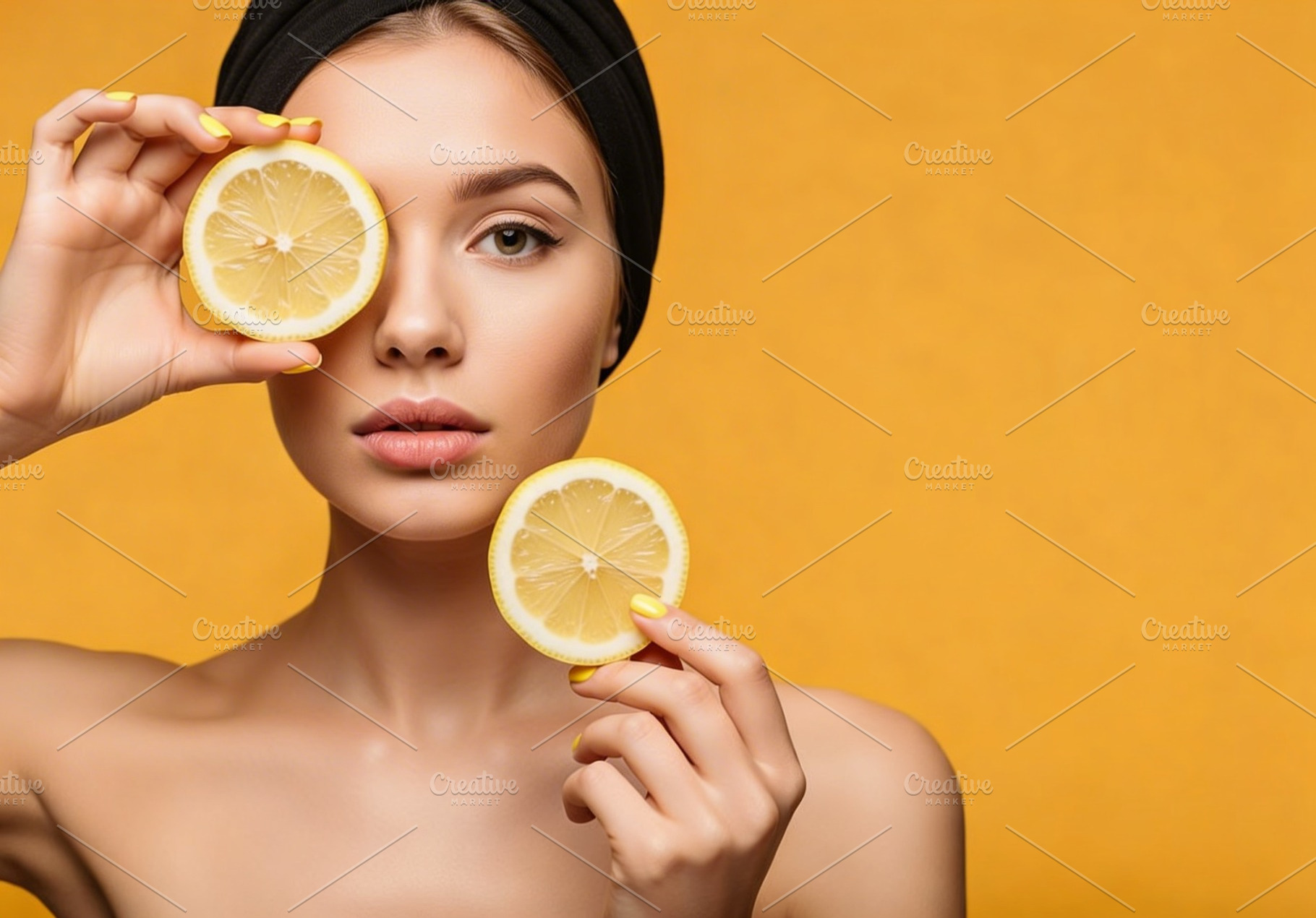 Lemon Beauty Portrait on Yellow Back, a Person Photo by Casa Mandarina