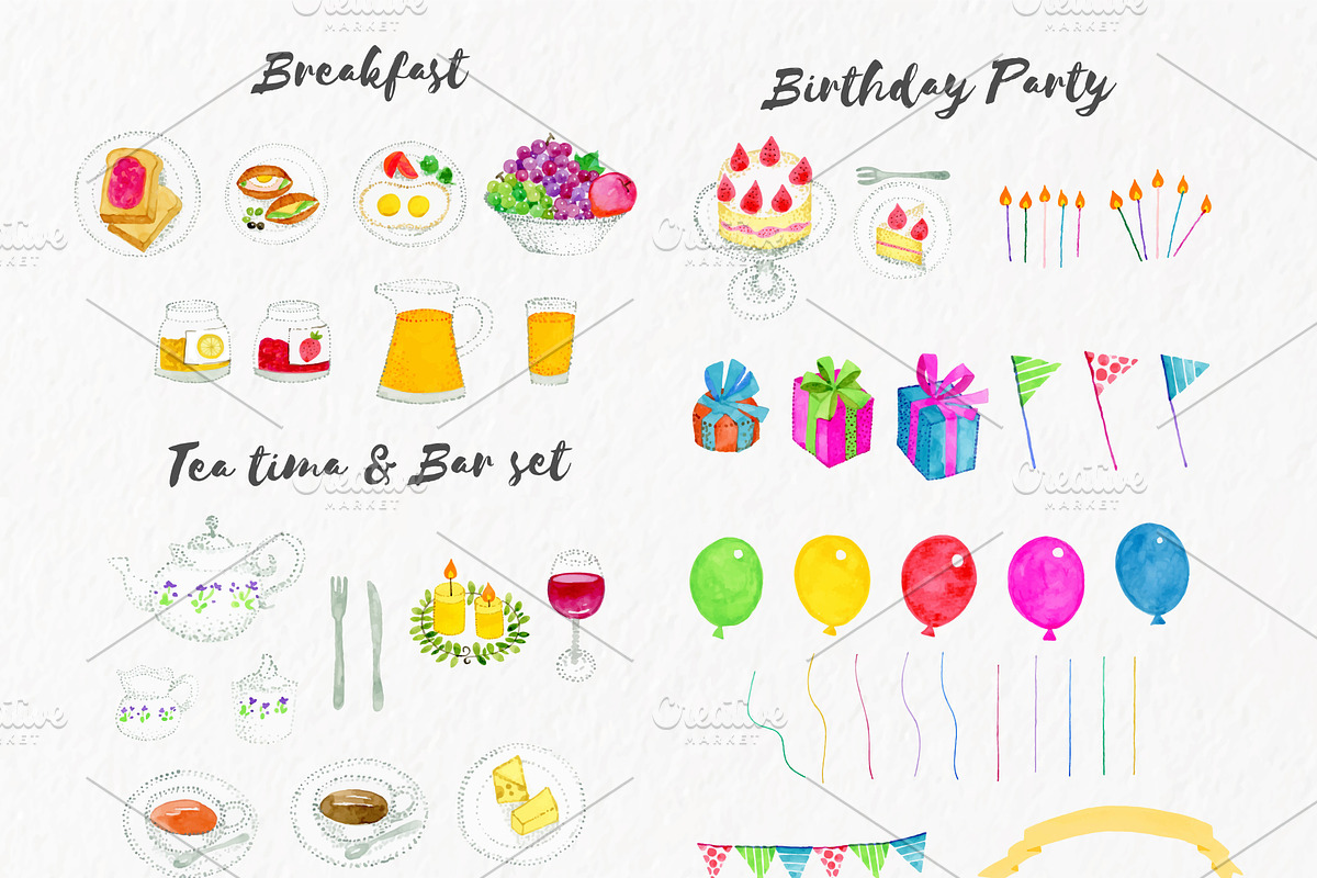 Birthday, breakfast watercolor, a Food Illustration by Eomoiart (Photo 2 of 9)