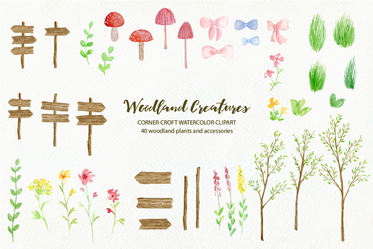 Woodland Animals Watercolor Clipart, an Animal Illustration by Corner Croft (Photo 4 of 7)