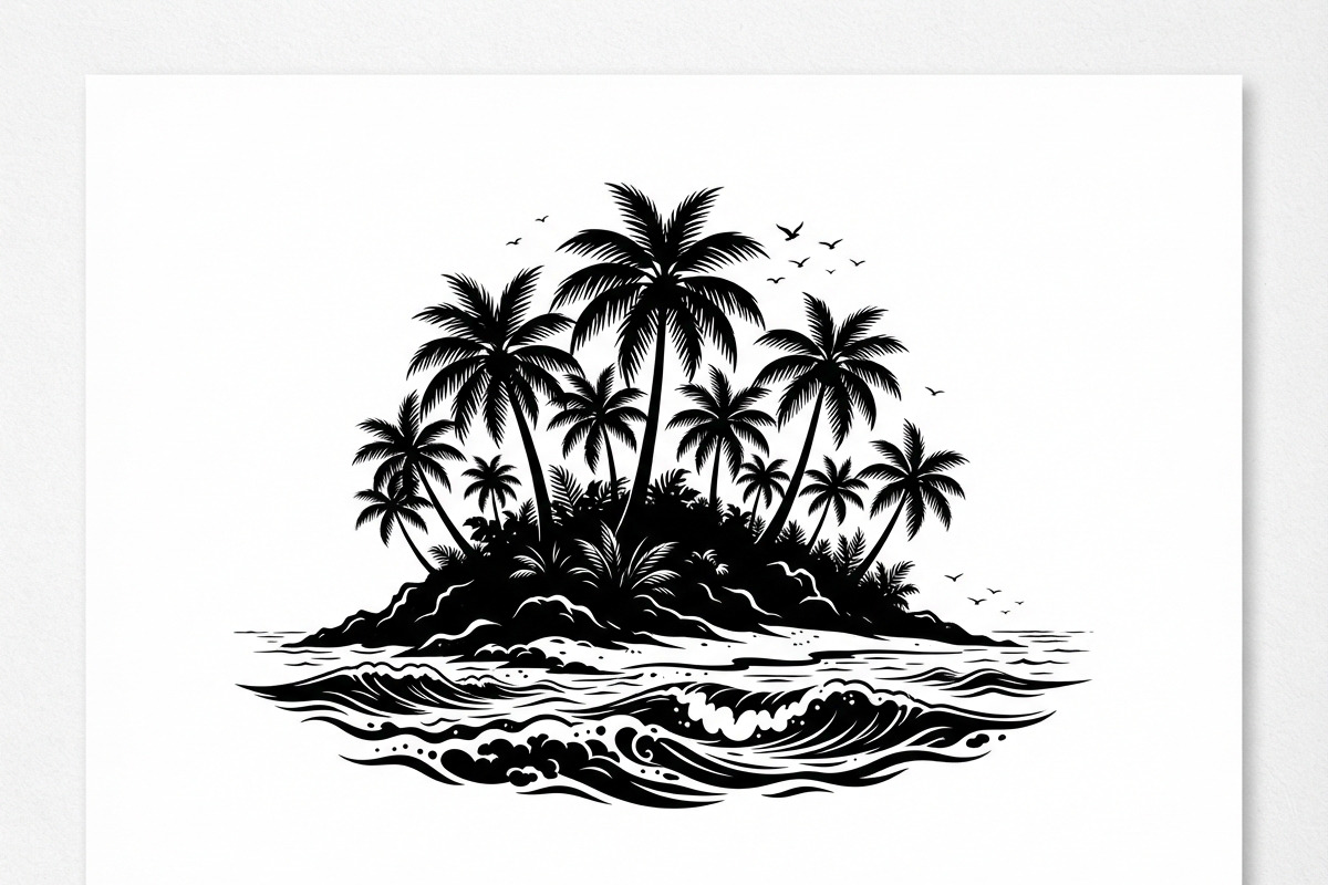 50 Tropical Palm Island Silhouette, an Empty State Illustration by Amazin_art (Photo 22 of 41)