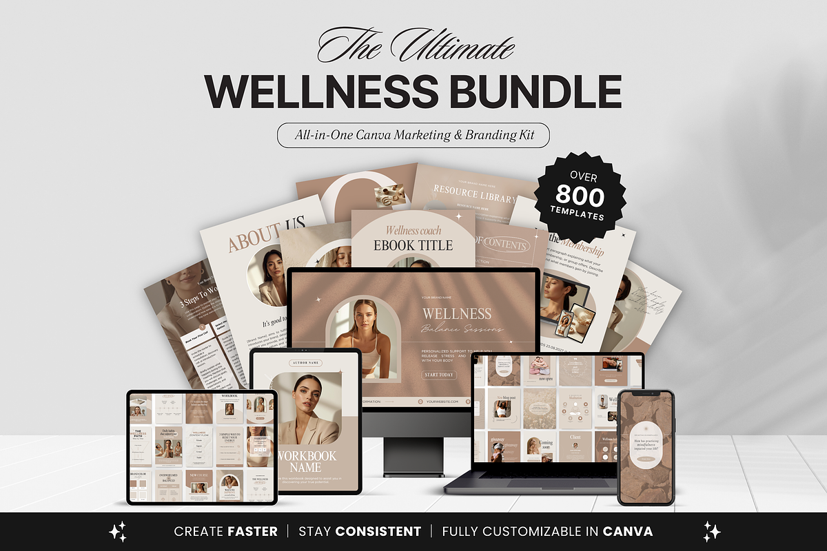 Wellness Coach Canva Template Bundle, a Social Media Template by DigiPax (Photo 1 of 15)