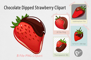 Chocolate Dipped Strawberry Clipart, a Graphic by Artnoy