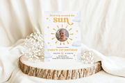 Sunshine First Birthday Photo Invite, a Templates & Theme by VeliusCreativeStudio (Thumbnail 3 of 3)