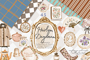 grandmillennial watercolor clipart, a Decorative Illustration by Patishop Art (Thumbnail 1 of 9)