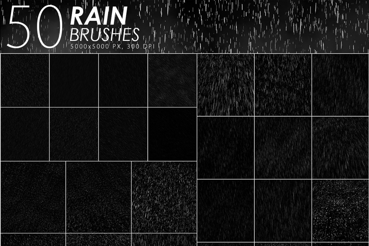 50 Rain Photoshop Brushes, a Brush Add-On by ArtistMef (Photo 2 of 7)