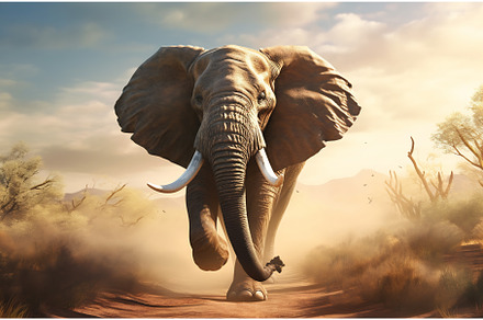 Majestic Elephant Leading in Misty, an Animal Photo by Beautiful things