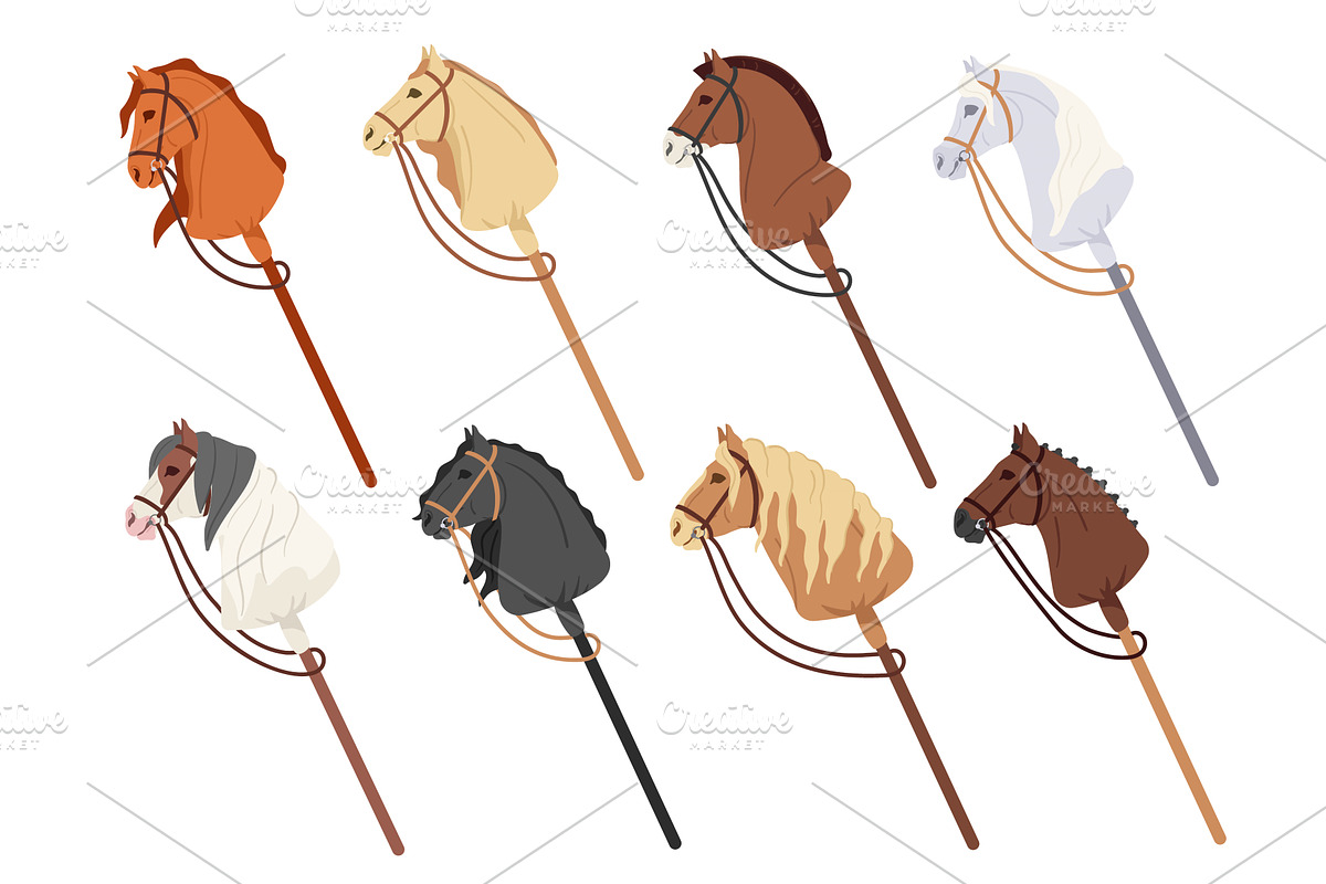 Hobby horsing sticks. Children toy, an Object Illustration by winwin.art