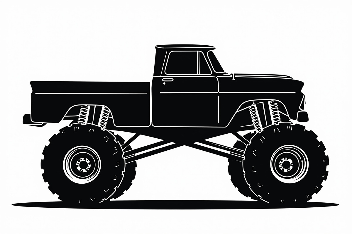 Big Wheel Truck Line Drawing, an Illustration by musafir_fashion (Photo 7 of 9)