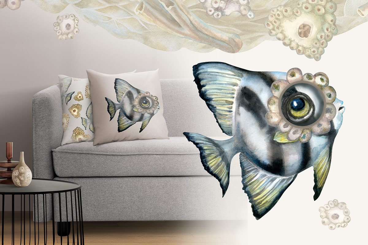 Calm fish watercolor clipart, an Animal Illustration by EL_SUHOVA (Photo 5 of 13)