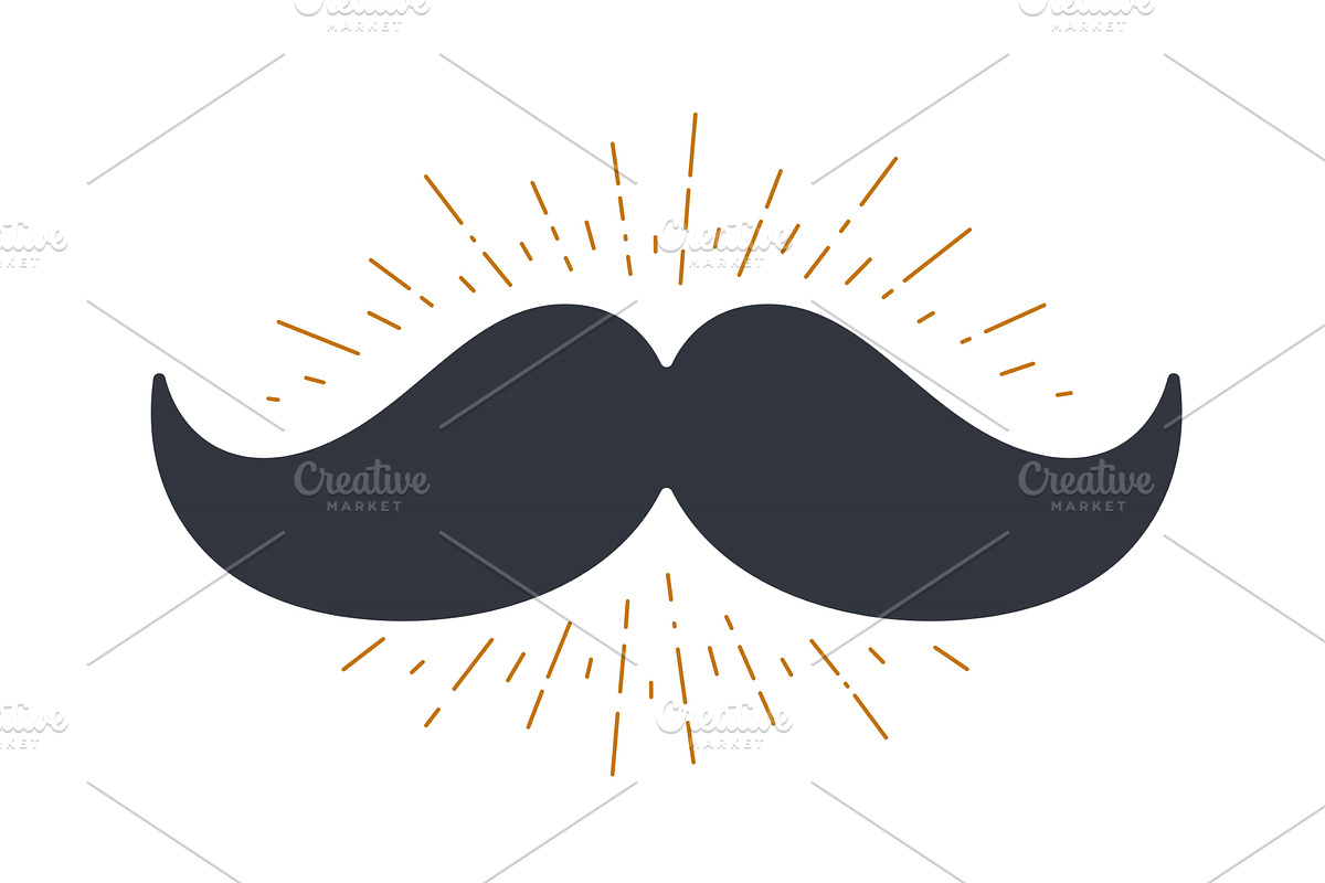 Mustache and vintage sun rays, an Object Illustration by Foxys Graphic