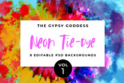 8 Neon Tie-Dye Spirals Backgrounds, a Pattern Graphic by The Gypsy Goddess (Thumbnail 1 of 8)